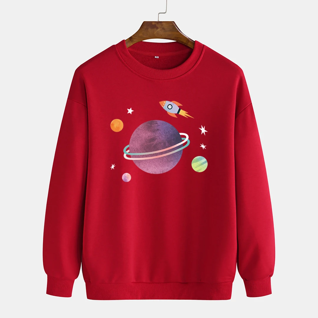 

Winter new cartoon small universe printed hoodie male autumn and winter fashion lovers no hat versatile travel