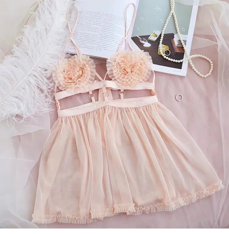 Розовая Сексуальная ночная рубашка прозрачное Сетчатое ажурное Сексуальное