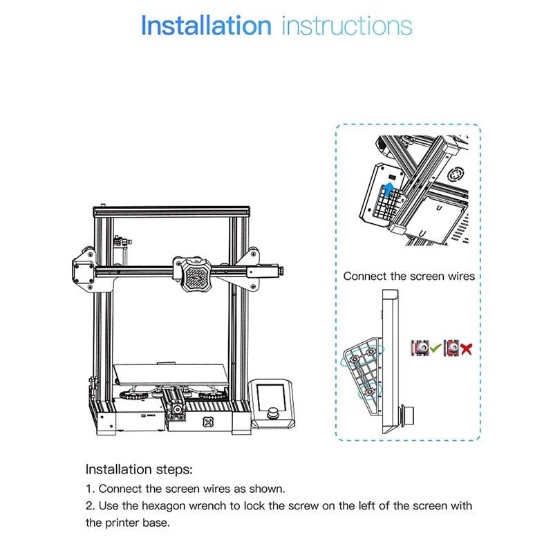 

Screen Kit, 4.3Inch Color Display Screen for Ender 3 V2 3D Printer, Ender-3 V2 3D Printer Parts Accessories