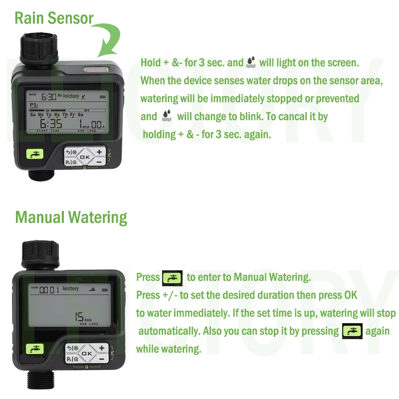 Temporizador de riego con sensor de lluvia, controlador de riego autom&aacute;tico, Sensor de nivel de agua impermeable-3