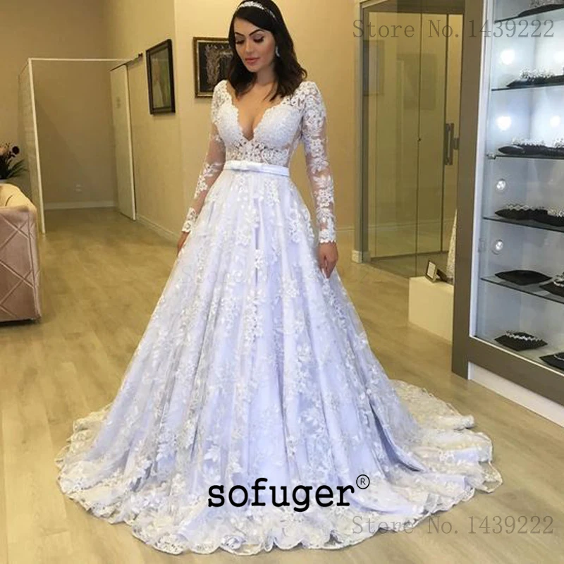 

White Long V Neck Court Train Wedding Dress Bridal Gown Robe De Mariee Sofuge Boho Dubai Arabic Abiti Da Sposa