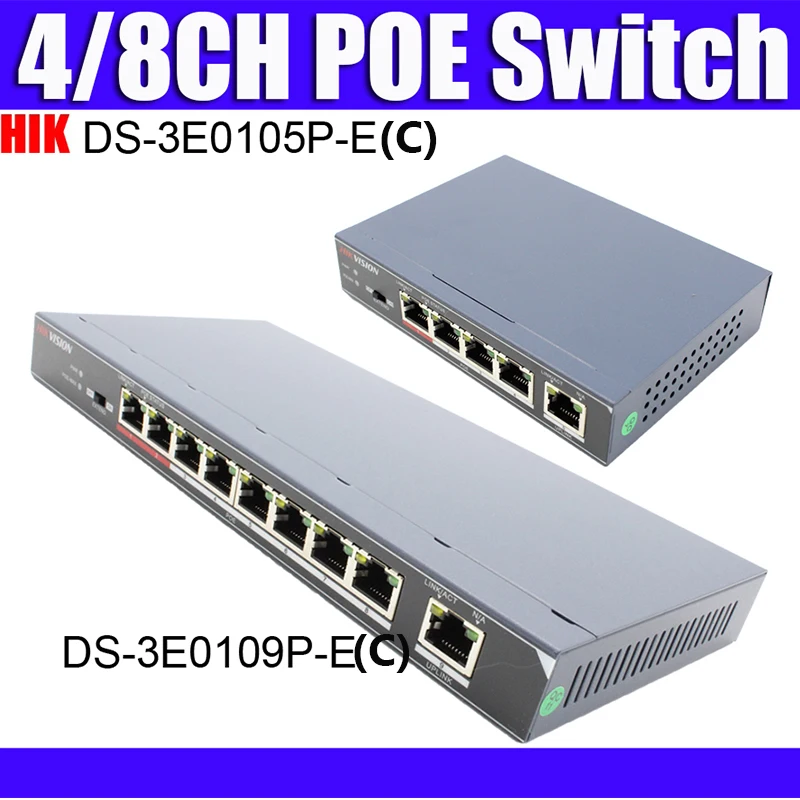 

Неуправляемый коммутатор PoE Hikvision DS-3E0105P-E, DS-3E0109P-E, 4 порта и 8 портов, 100 Мбит/с, запасные части, IP-камера 1080P NVR hikvision