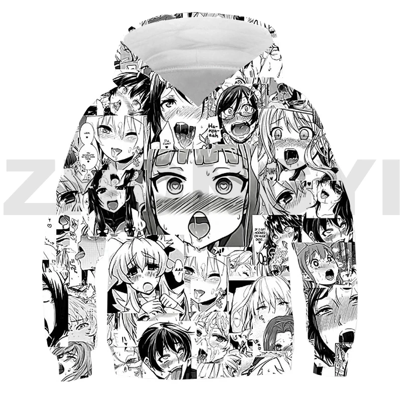 Толстовка Ahegao с объемным рисунком модный Свитшот оверсайз в стиле аниме Hentai Senpai