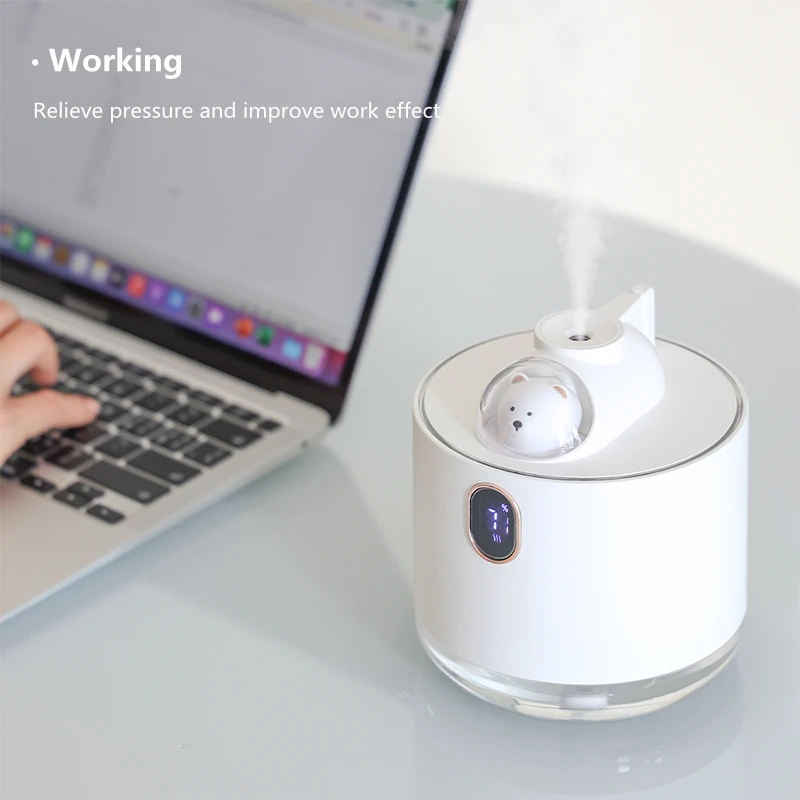 Cute Bear Wireless Air Humidifier USB Aromatherapy Diffuser with LED Lamp 500ML Portable Ultrasonic Mist Maker Water Car Fogger | Бытовая