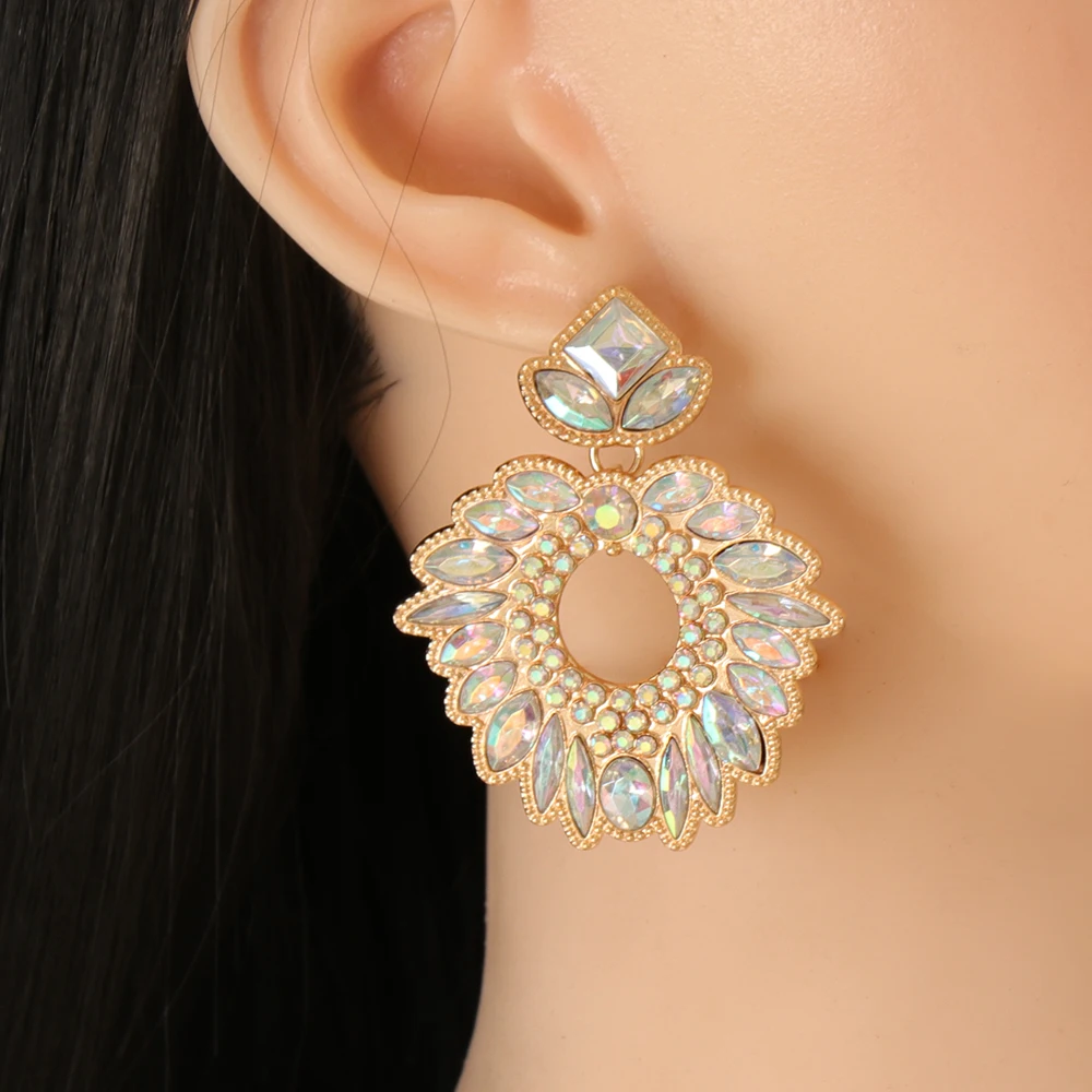 

Vintage Crystal Drop Earrings Za Colorful Zircon Dangle Earring Jewelry For Women Infinity Stones Ear Rings 2021 Drop Shipping