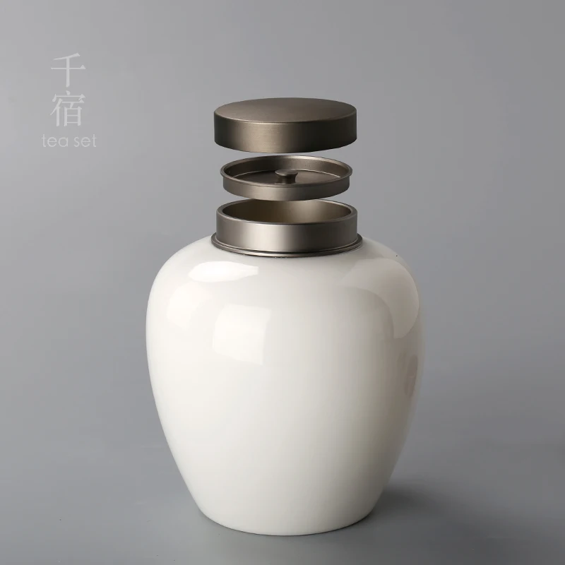

Round Big Ceramic Tea Storage Jar Vintage Travel Weed Smell Proof Tea Storage Jar Coffee Tea Gift Caixa De Cha Teaware BK50CY