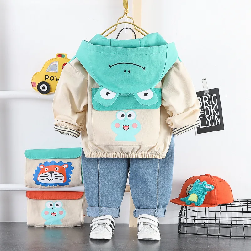 Spring Autumn New Baby Girl Clothes Children Boys Cotton Jacket T Shirt Pants 3Pcs/set Toddler Fashion Costume Infant Tracksuits | Детская