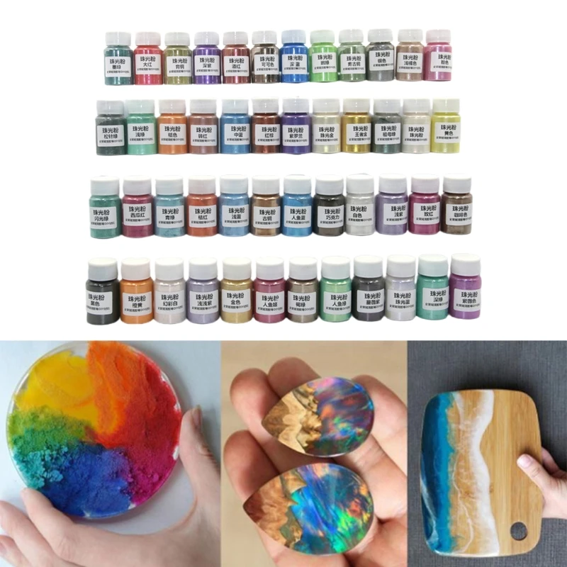 

48 Colors Cosmetic Grade Pearlescent Natural Mica Mineral Powder Epoxy Resin Dye Pearl Pigment DIY Jewelry Crafts Making