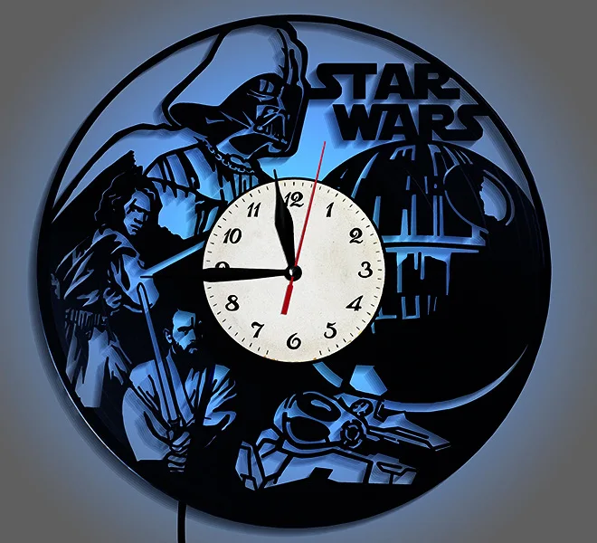 

2021 Star Wars Wall Clock Electronic Smart Luminous Timer Wake Up Children's Desktop Alarm Clock Bedroom Decoration