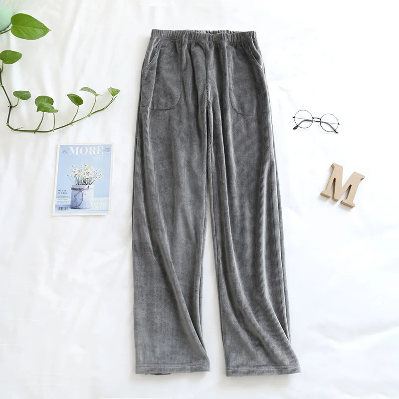 Женские осенне-зимние однотонные фланелевые повседневные длинные пижамные