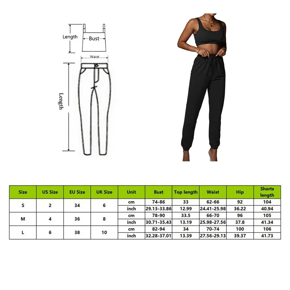 

Casual Solid Sportswear Two Piece Sets Women 2021 Crop Top Drawstring Pants Mating Set Summer Athleisure Outfits Trasuit