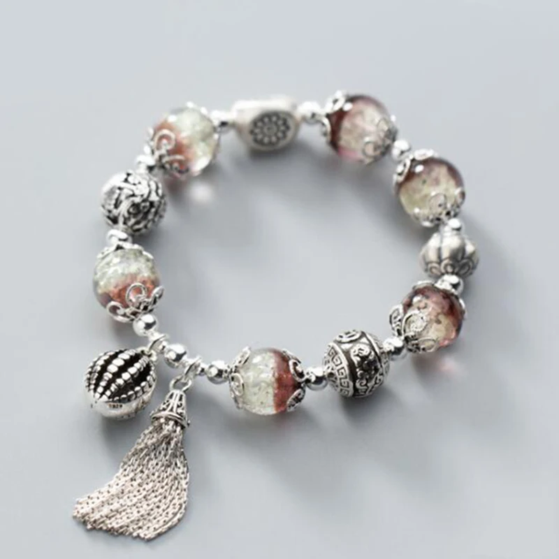 Элегантный браслет из стерлингового серебра 100% пробы в винтажном стиле с