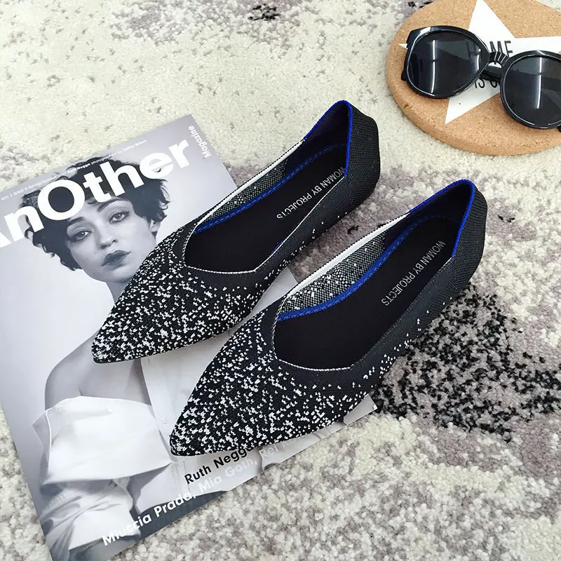 Flat-bottomed Pointed Ballet Single Shoes Soft-soled Woolen Knitted Women's Shoes Casual Comfort Women's Shoes  Female Shoes