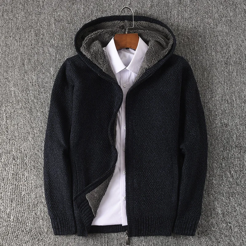 

Autumn and winter thick men's fat plus size fashion casual hooded Plush sweater men's fat Plush jacket men's