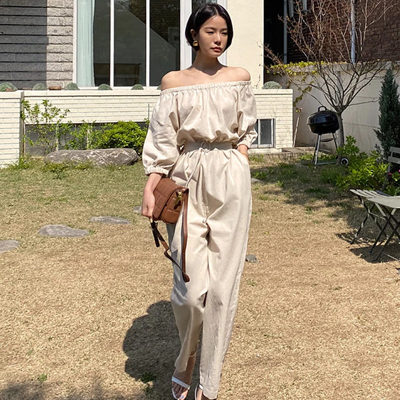 

New Summer Sexy Women Elegant Jumpsuit Fashion Off Shoulder Casual Solid Street Female Streetwear Beach Jumpsuits