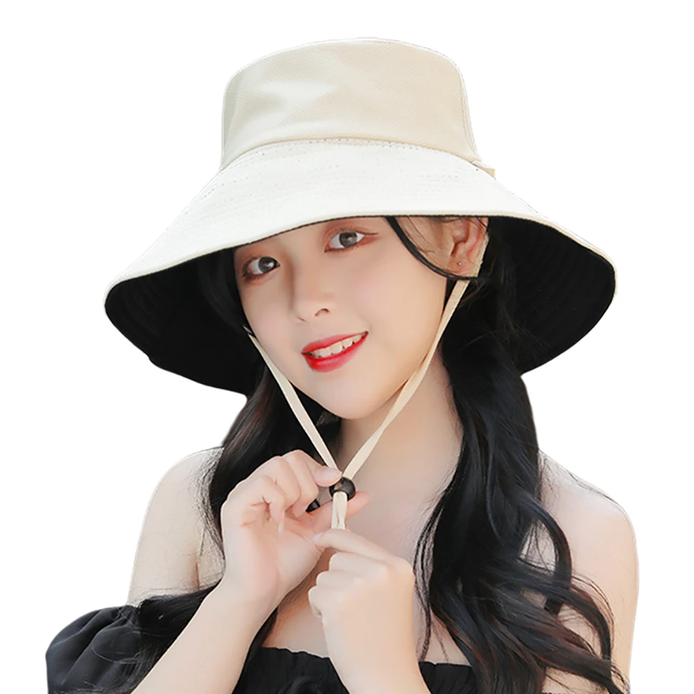 

Summer Large Brim Bucket Hat Solid Caps Hip Hop Foldable Fisherman Hats Unisex Men Women Outdoor Casual Travel Gorros Hiking Cap