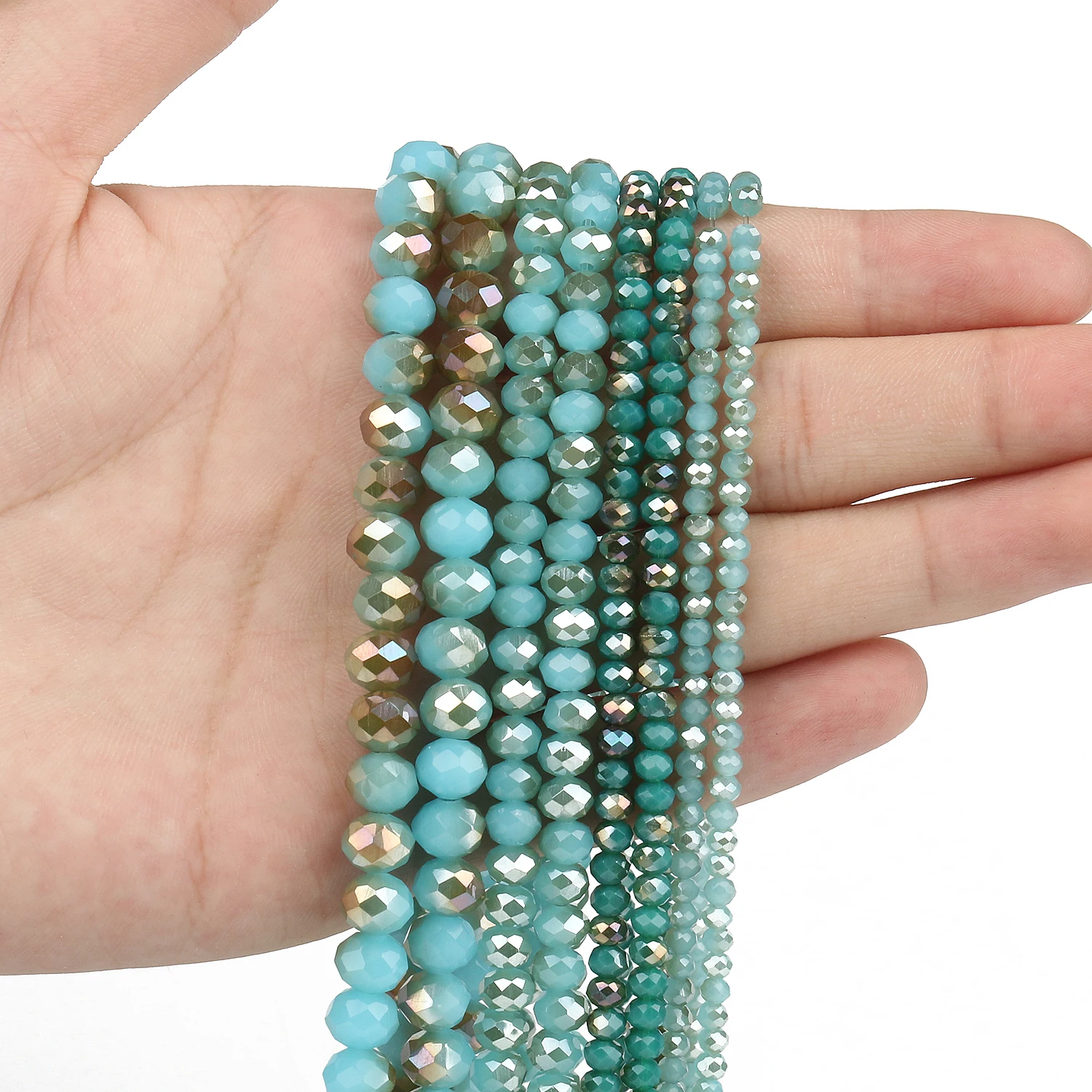 

3 4 6 8mm Faceted Transparent Crystal Light Blue Plating Round Loose Spacer Beads For Jewelry Making DIY Necklace Bracelet
