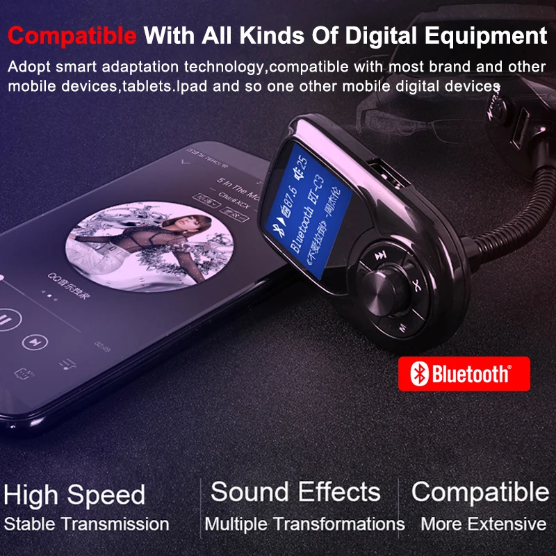 Автомобильный беспроводной передатчик WAV MP3-плеер Hands-Free DC12-24V Bluetooth 3 0 DSP