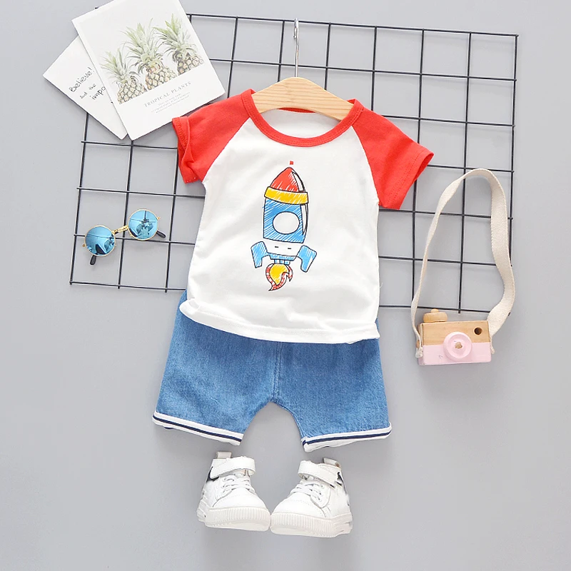 Boy Summer Clothes for Baby Cartoon Set New Cute Short Sleeve T Shirt Suit Children Clothing Boys Outfit Avatar Printing |