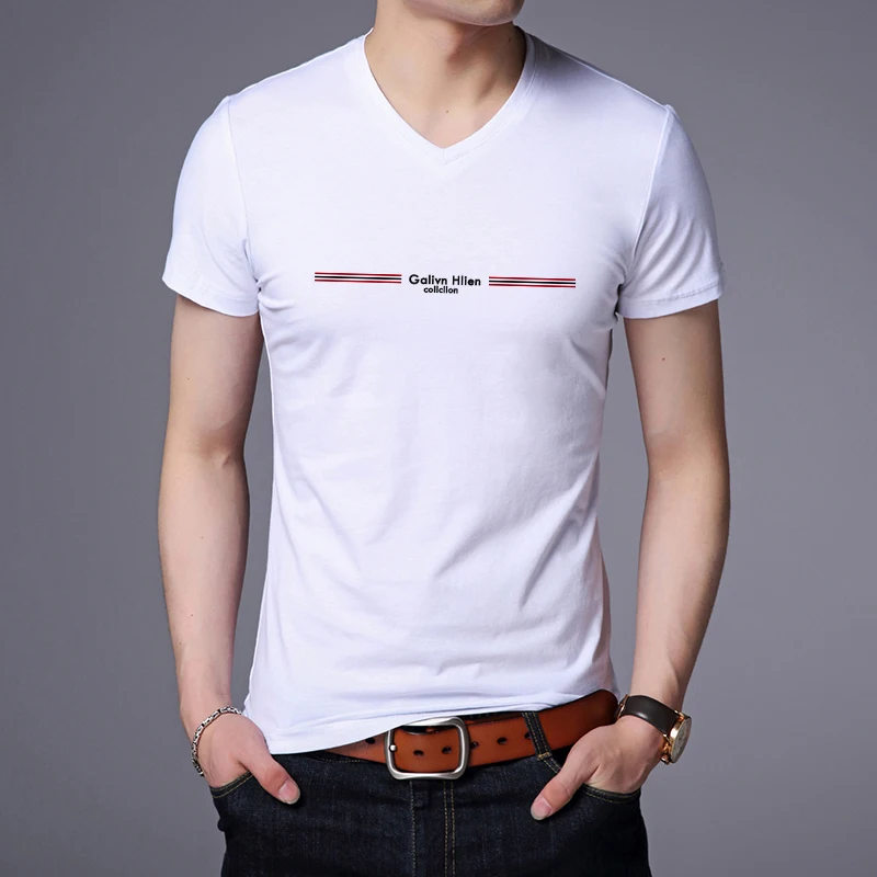 

Top Quality New Summer Brand Tops Plain Men t Shirt v Neck Bulk 95% Cotton 5% Spandex Short Sleeve Casual Fashion Mens Clothing
