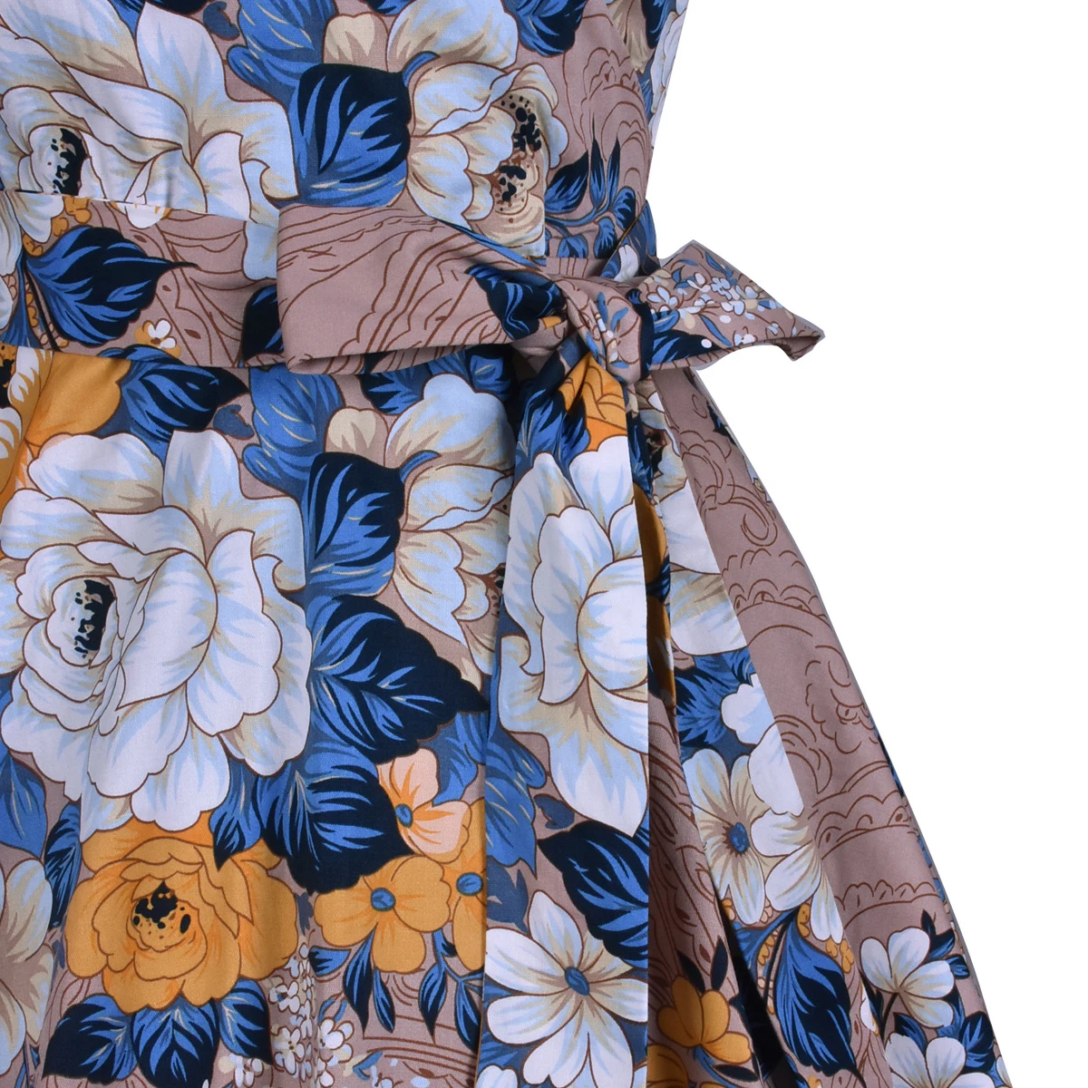 Женское винтажное платье с коротким рукавом Повседневное цветочным принтом v