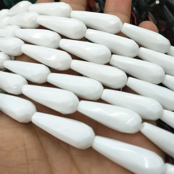 white 2 13 шт. природа полудрагоценный камень струны граненый камень бисер для украшения серьги капли 23x11 мм топ мода аксессуары бусы - Цвет: white 2