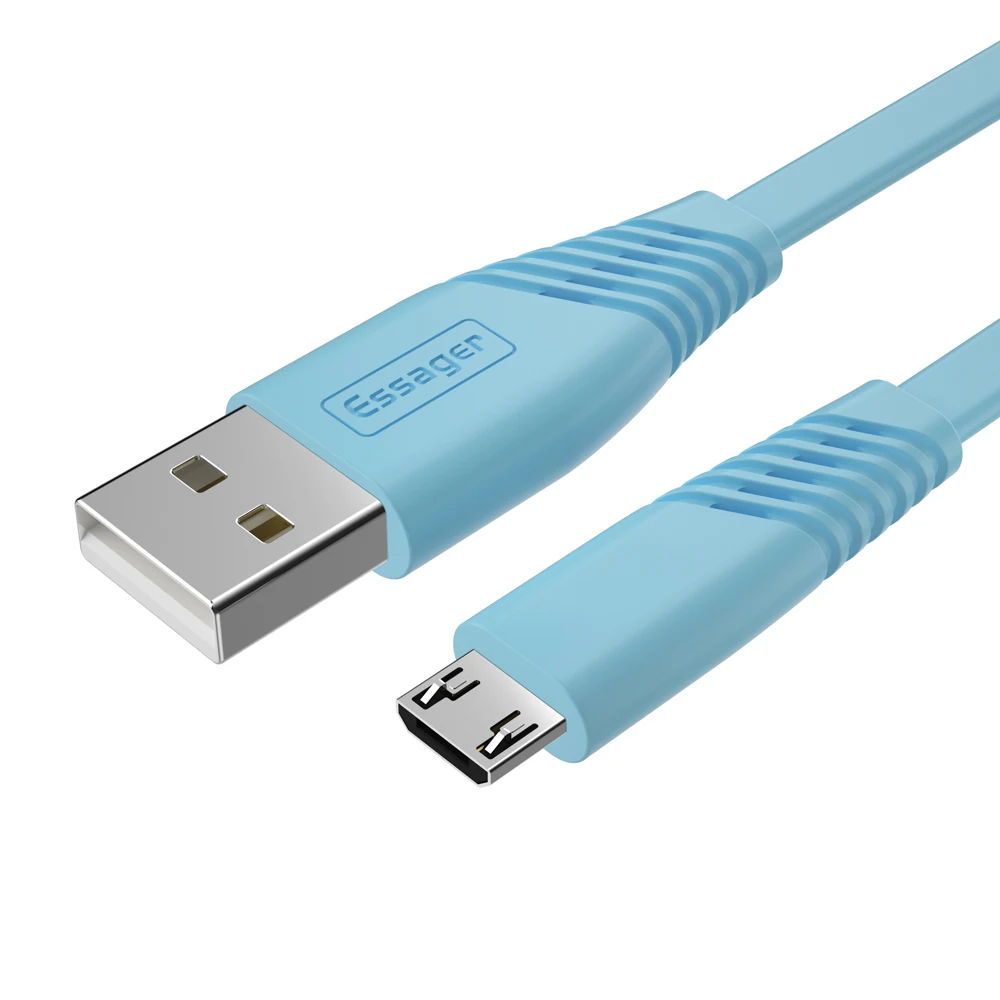 Flat Blue Cable Essager Micro USB зарядное устройство плоский кабель для samsung huawei Xiaomi 1 м 2 м кабель синхронизации данных провод 2.4A Быстрая Зарядка Кабели для мобильных телефонов - Цвет: Flat Blue Cable