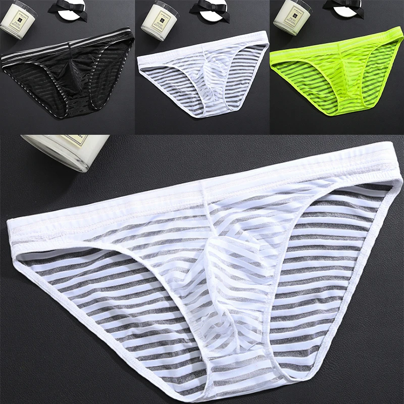 Ice Silk Mens Briefs Transparent Panties Intimates Sexy Men Nylon Summer Super Thin Underwear Bulge |
