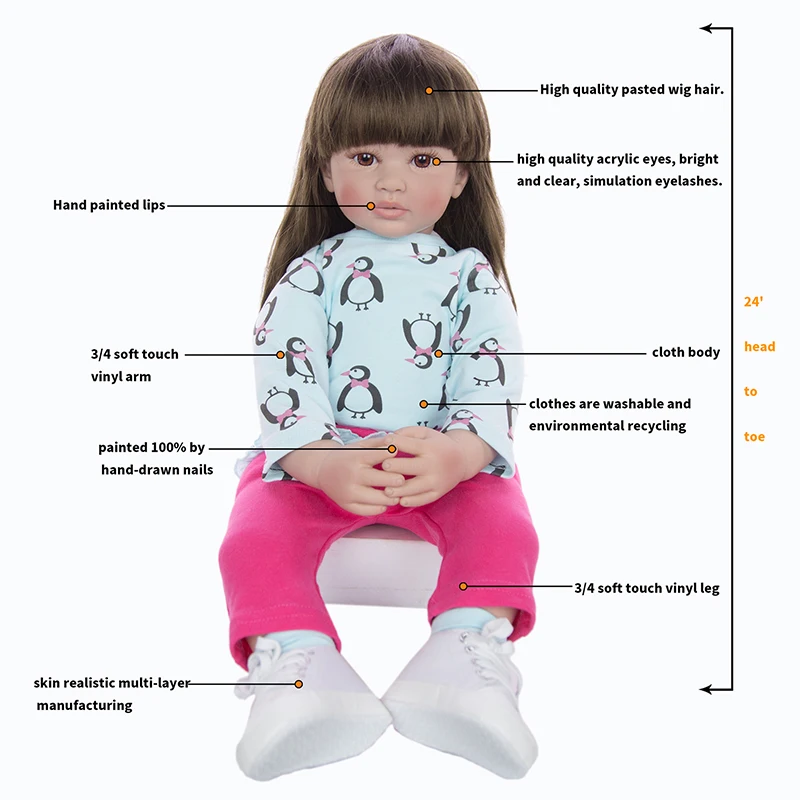 

60cm Reborn Dolls Babies Playmates Toys Doll For Girl Silicona 24 Inch Realistic Newborn Reborn Baby Dolls Birthday Xmas Gift