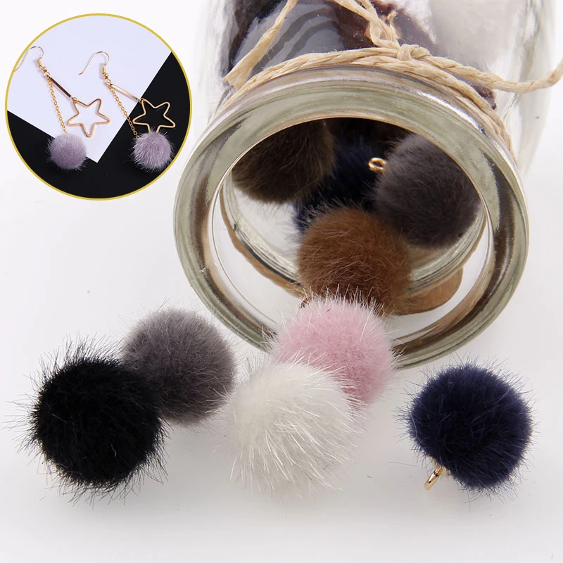 

10pcs/lot Plush Fur Covered Ball Beads Charms DIY Pompom Beads Pendant for Jewelry Making Necklace Bracelet Earring
