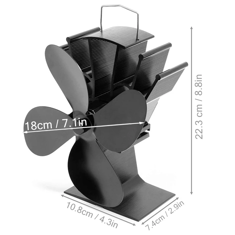 

Professional Black 4 Blade Heat Powered Stove Fan komin Log Wood Burner Eco Friendly Quiet Fan Home Efficient Heat Distribution