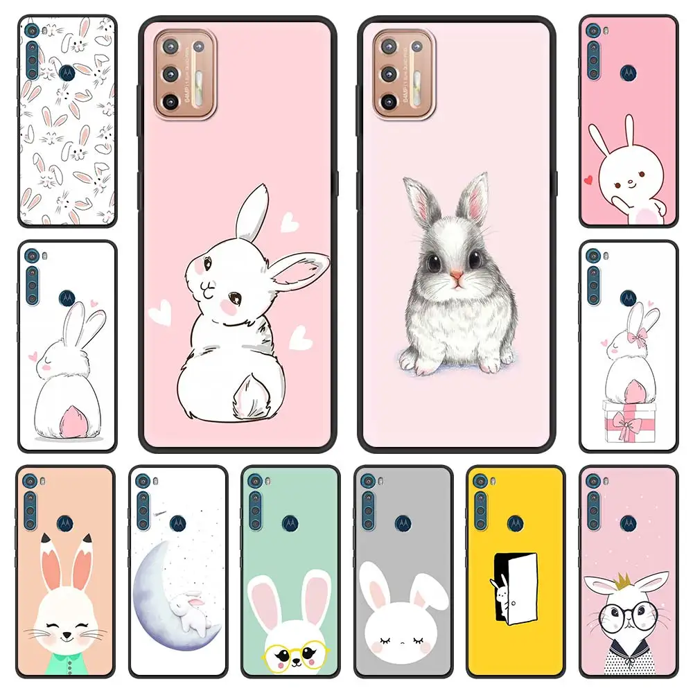 

Cute Rainbow Rabbit Anime Phone Case for Motorola Moto G9 Play One Fusion Plus G8 Power Lite Hyper E6s Edge Soft Silicone Cover