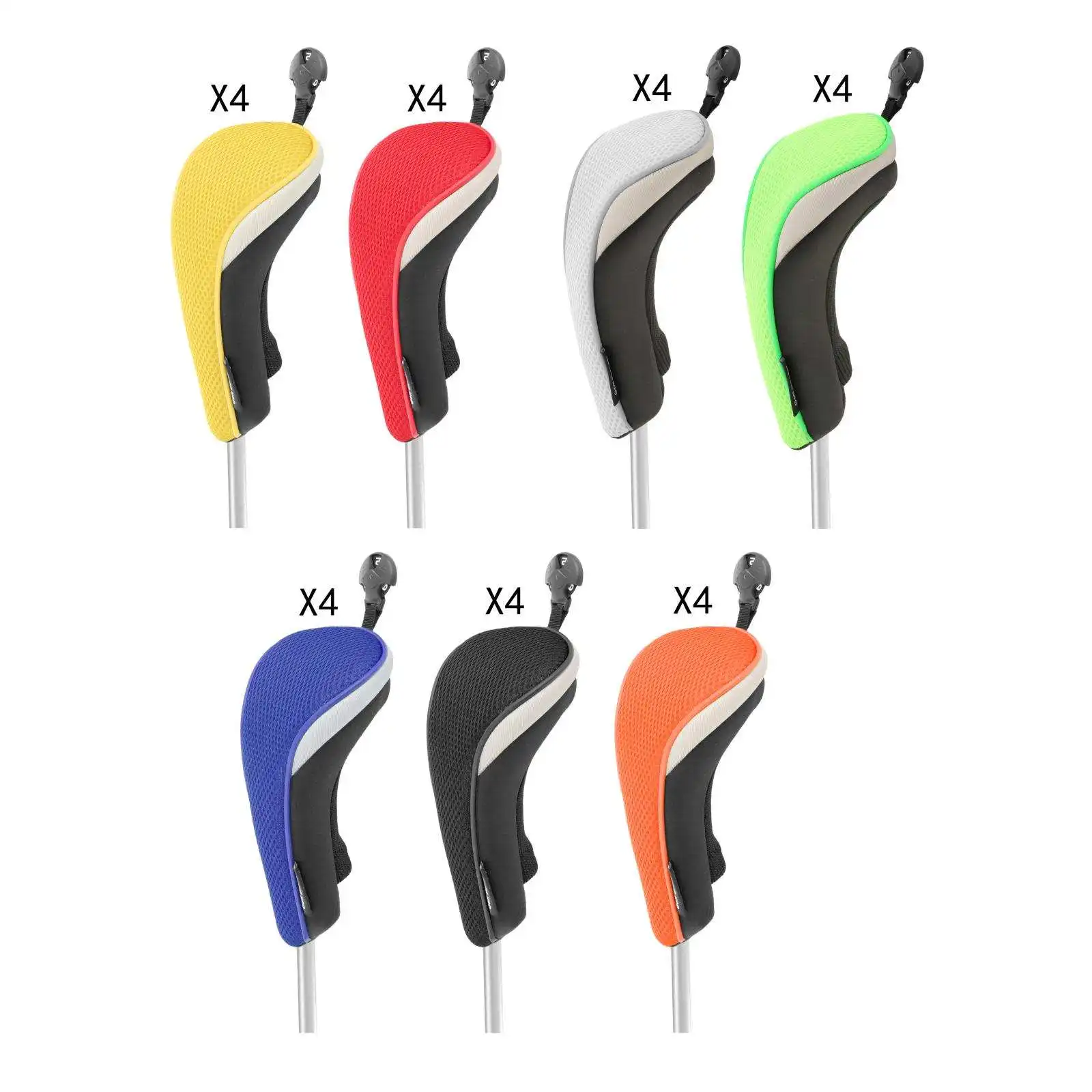 Cubiertas de cabeza híbridas de Golf, accesorio de malla de 4 piezas con etiqueta de número, protección ligera suave, conjunto duradero, utilidad para Driver Wood