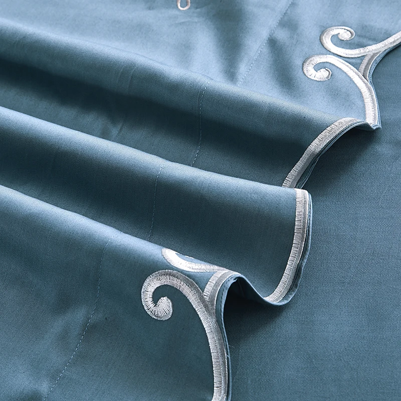 

Luxury Blue Red Chinese Style Flowers Embroidery 100S Egyptian Cotton Duvet Cover Bed Linen Fitted Sheet Pillowcases Bedding Set