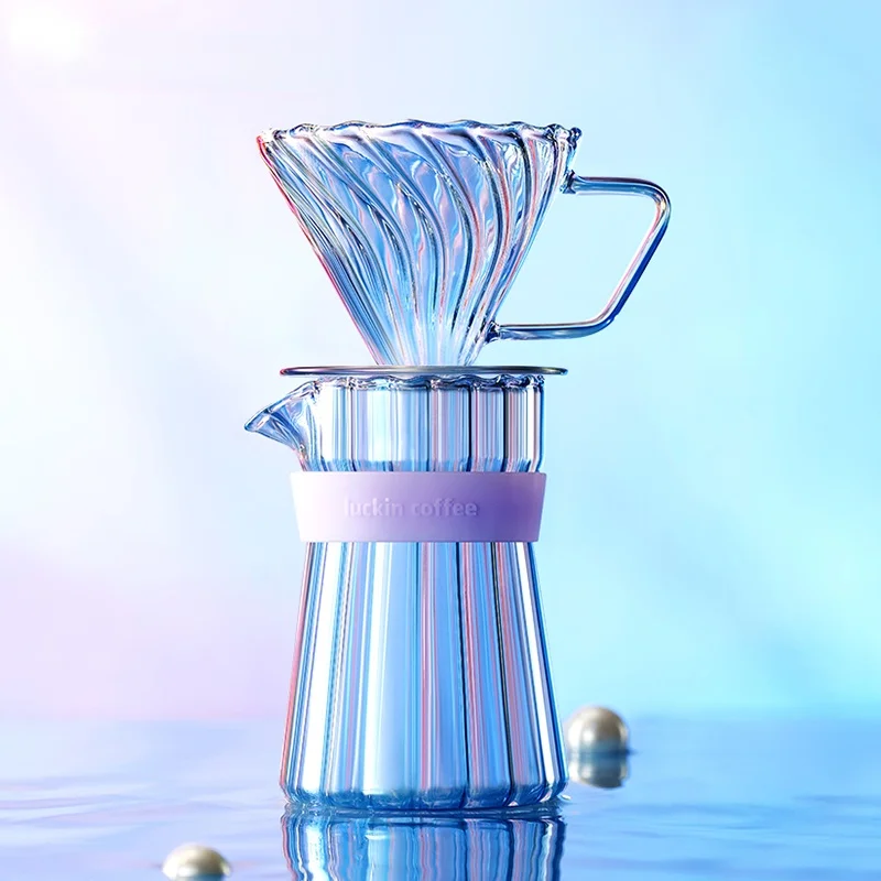 

zq Glass Filter Cup Hand Made Coffee Maker Set Dripping Filtering Pot Portable Filter