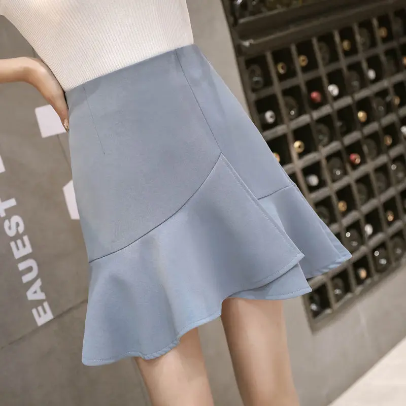 

Women 2021 Summer Fashion Chic Retro Skirts Female Ruffles Mermaid Skirt Mini Fashion Office Lady Casual Slim Skirt Faldas Y87