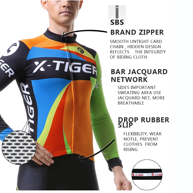 X-Tiger длинный рукав MTB Топ Джерси Pro майки для велоспорта осень горный велосипед