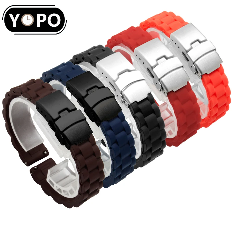 Качественный силиконовый ремешок для часов 16 мм 18 резиновый с узором в виде шин