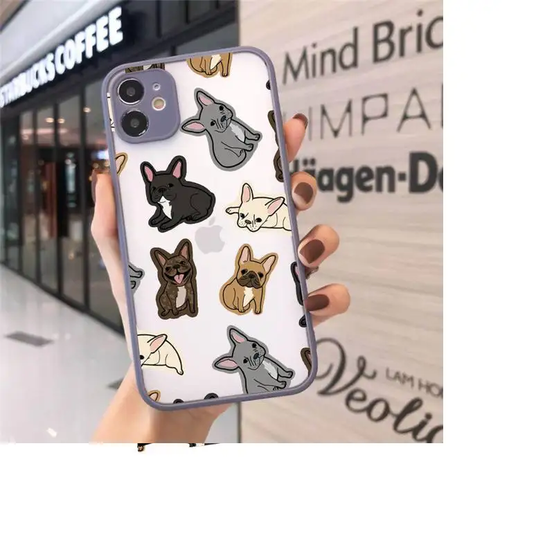 

Hot French Bulldog Dog Phone Case Matte For iPhone 12 Mini 11 Pro XR XS Max 7 8 Plus X Hard PC Back Cover