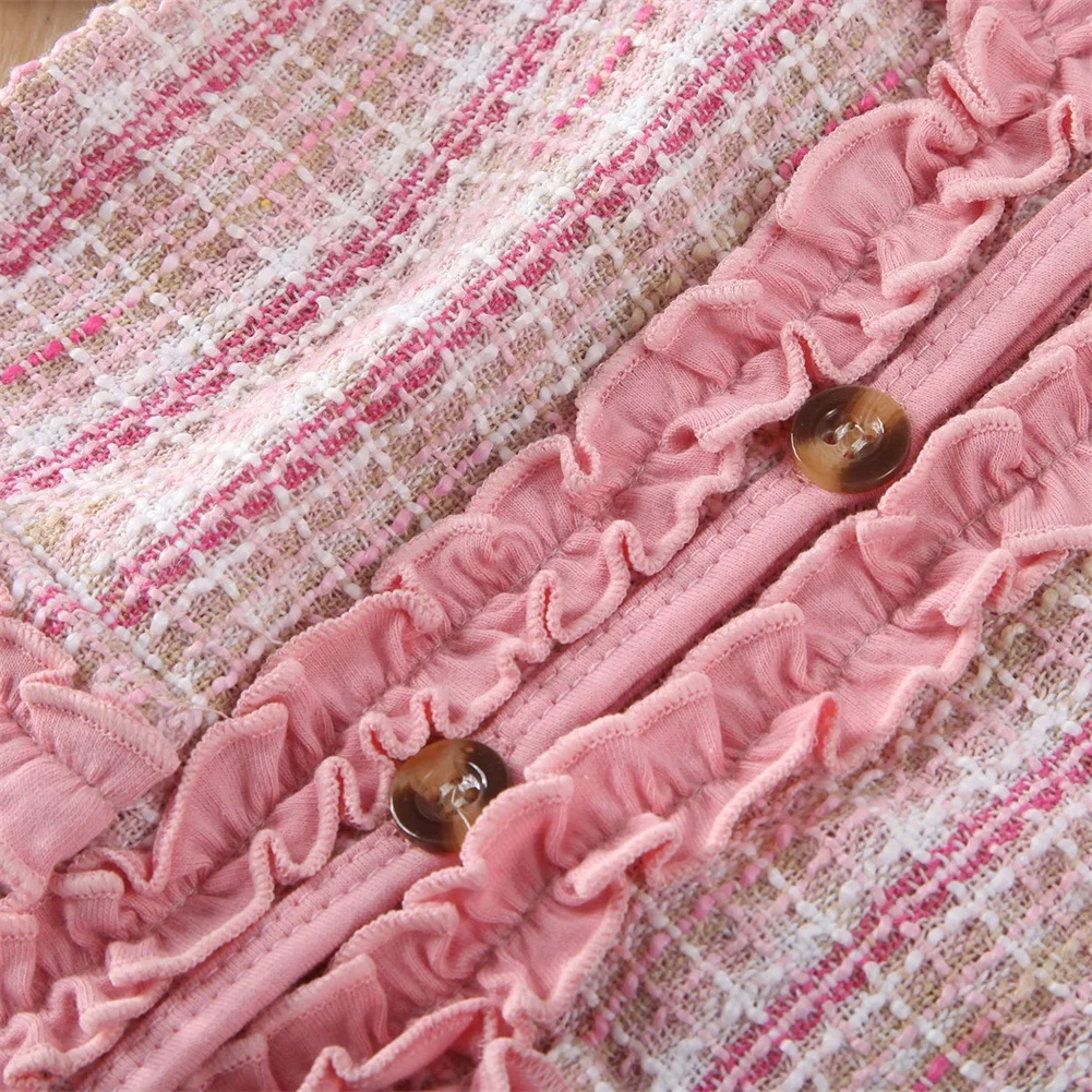 Детский комплект одежды из 2 предметов для маленьких девочек нарядное клетчатое