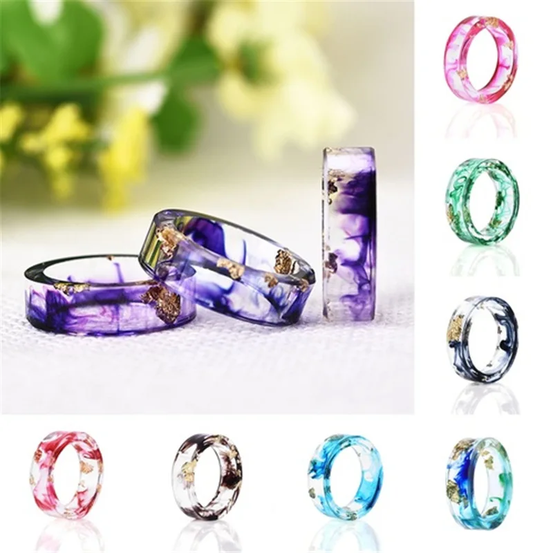 

Circular resin ring, epoxy ring, gold foil, popular jewelry for women