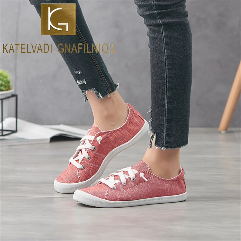 Кеды KATELVADI женские Вулканизированная подошва Классические холщовые лоферы