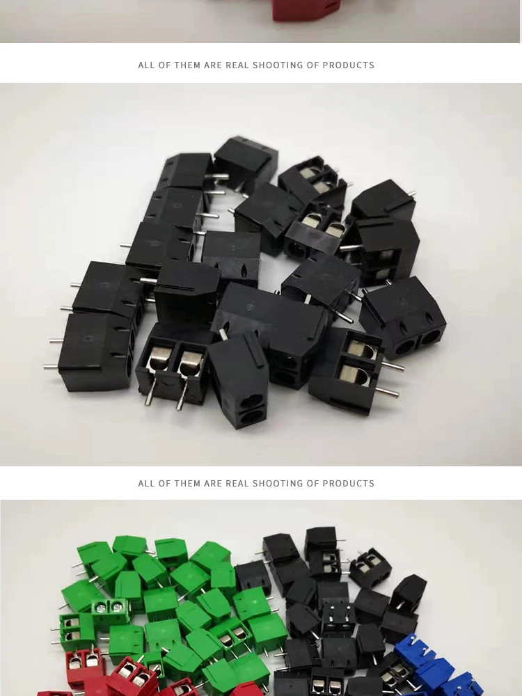500 шт./лот KF301-2P Сращивание, винтовой Тип PCB расстояние 5,0 соединительные клеммы, терминал синий/зеленый KF301 красный, синий, зеленый, черный