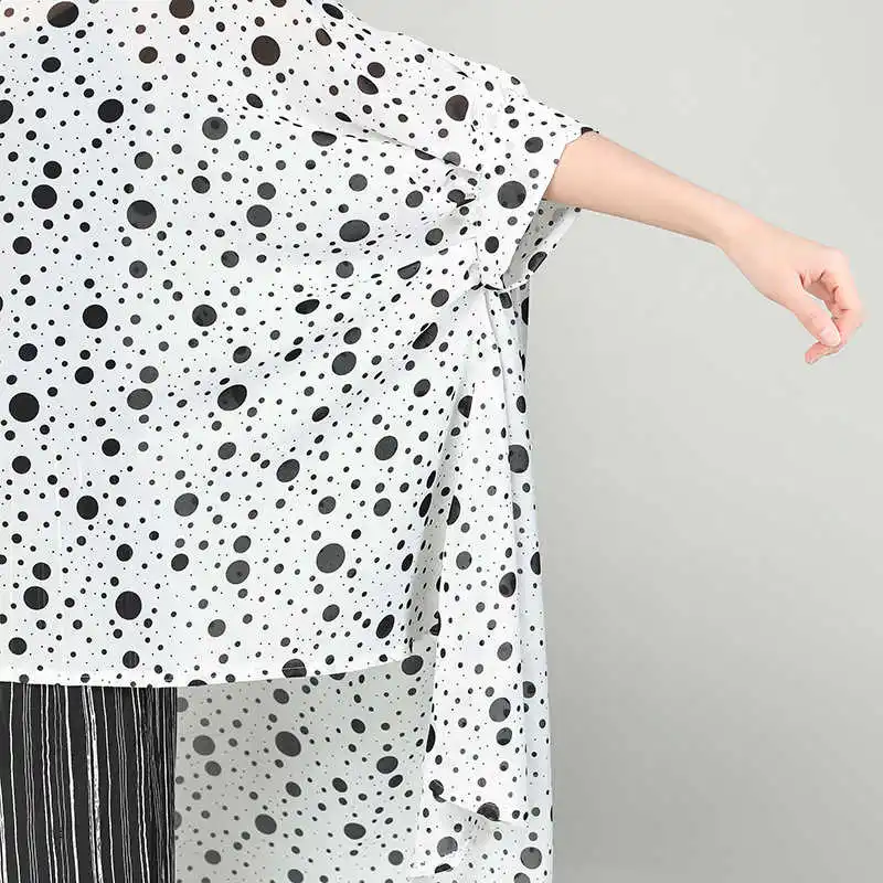 Женская рубашка CHICEVER Sping в горошек большого размера с коротким рукавом|women shirts