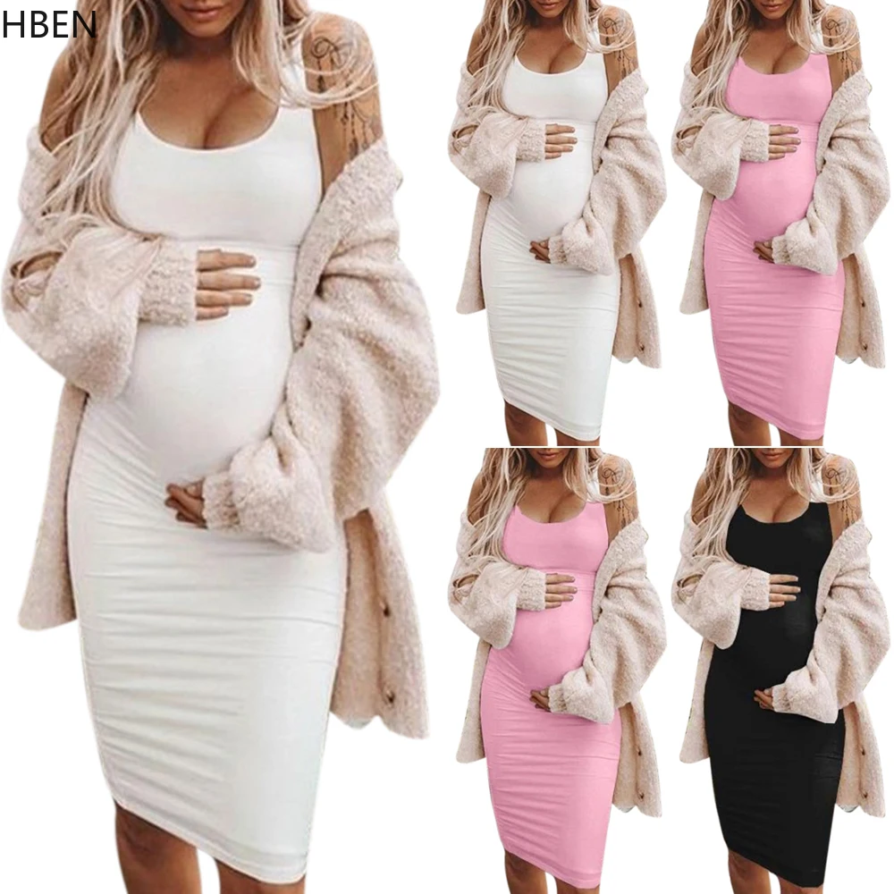 

CA Casual Solid Color Sleeveless Casual Nursing Pregnant Homewear Sundress Women Pregnant Sexy Maternity Bodycon Lounge Dresses