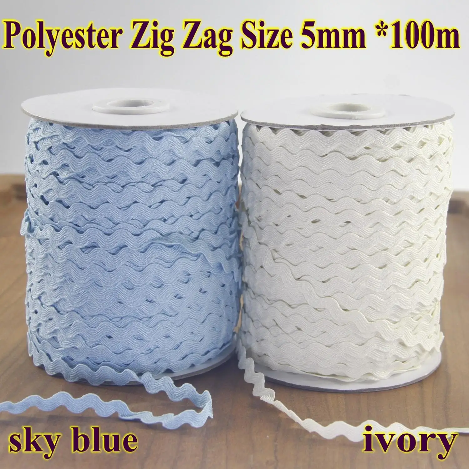 Бесплатная доставка-Zig zag Ric rac лента размером 5 мм 100 м/рулон небесно-голубая