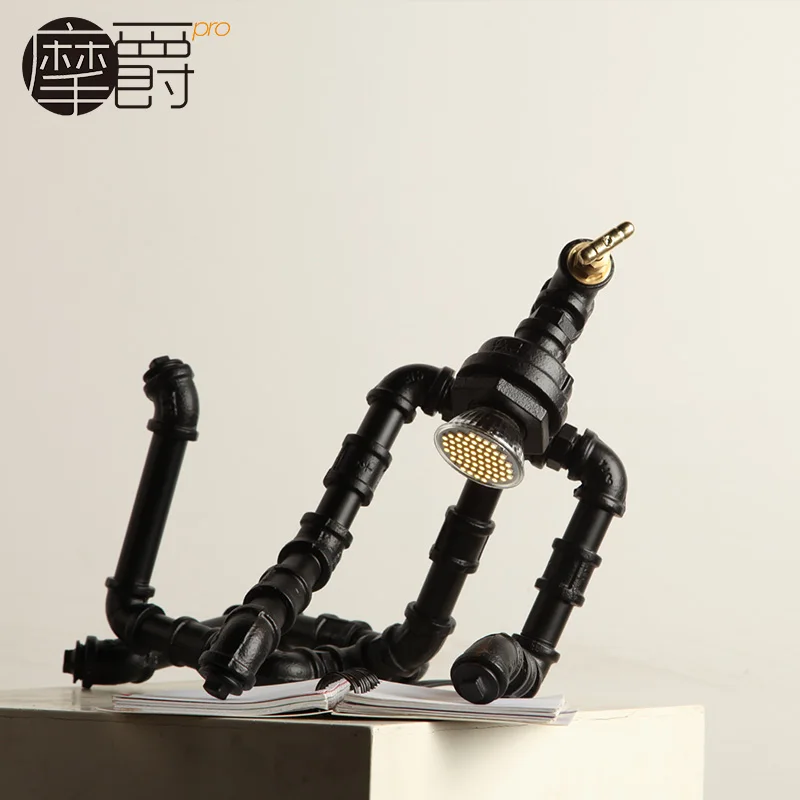 Loft винтажный водопровод Настольная лампа персонализированные tieyi робот |