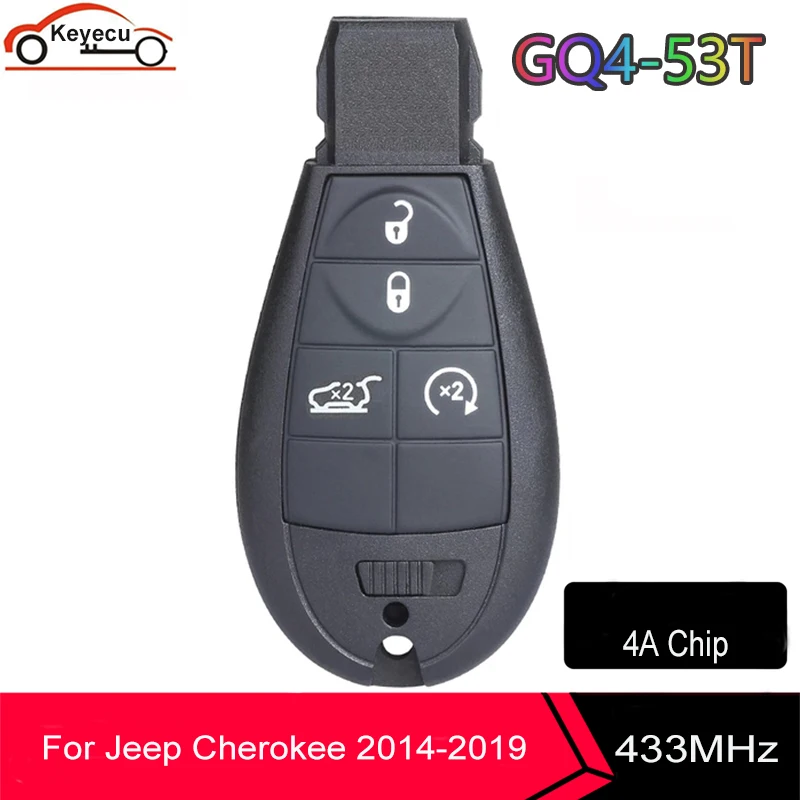 

KEYECU GQ4-53T 433MHz PCF7961M 4A Chip Fobik Remote Car Key FOB 4 Buttons For Jeep Cherokee 2014 2015 2015 2017 2018 2019