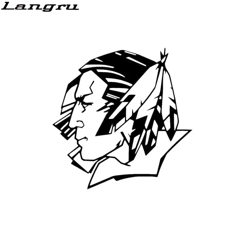 

Langru 16*16,1 см мультфильм Fighting sioux с наклейки с перьями винил аксессуары для автомобильных наклеек Jdm