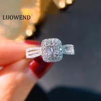 luowend 100 real 18k white gold ring luxury 0 50carat natural diamond ring fashion design for women wedding party